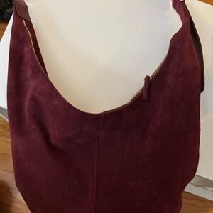 Madewell Burgundy Suede Over the Shoulder Hobo Sling Bag